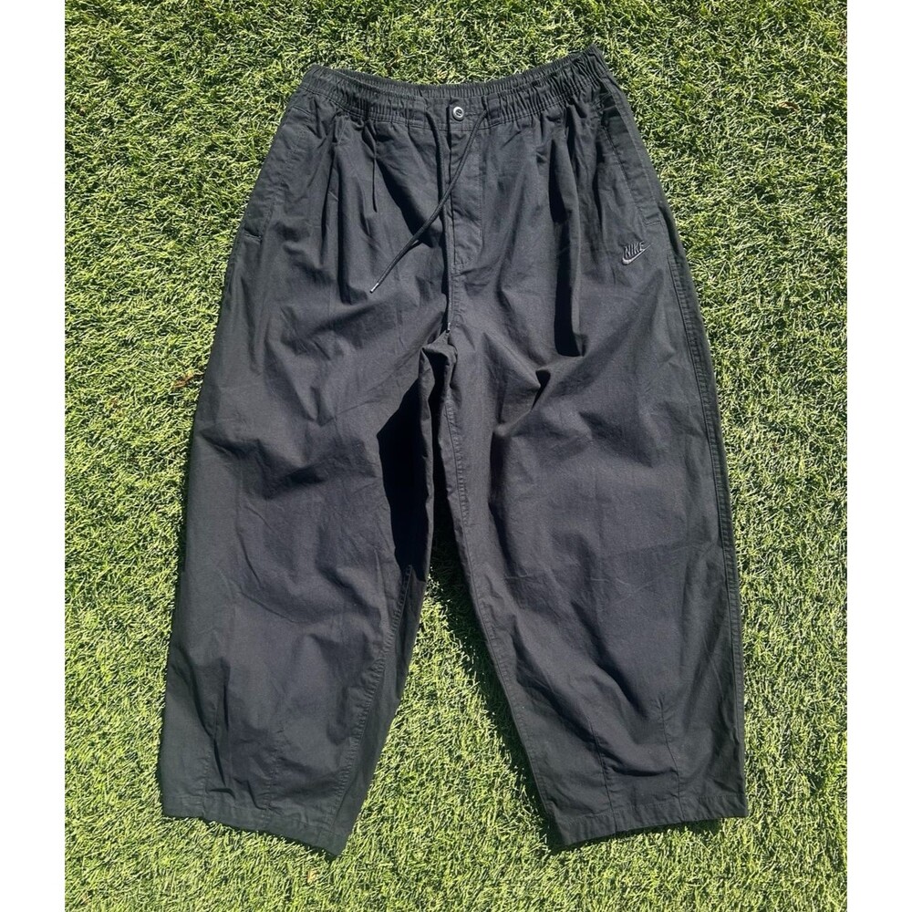 Nike Club Balloon Pants Mens Size L Black Baggy Wide Leg Cotton HJ1974-010